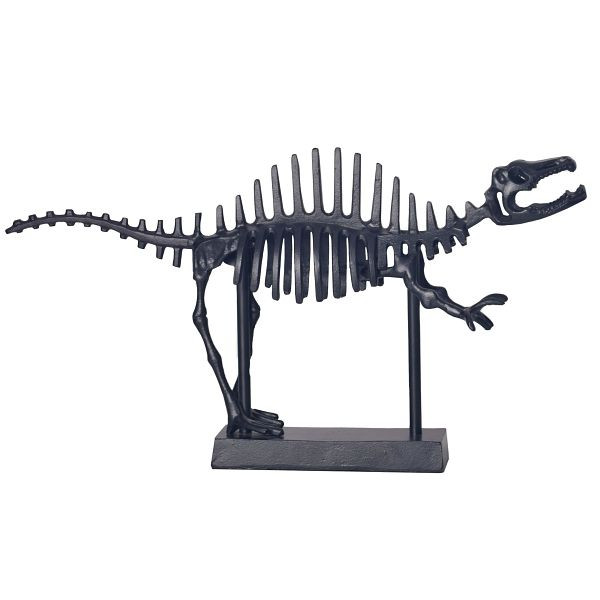 Wohnling Dekofigur T-Rex Aluminium Schwarz Dino Statue 62cm mit Sockel, Design Metall Deko Alu, Tischdeko Wohndeko Aluminiumdekoration, WL7.185