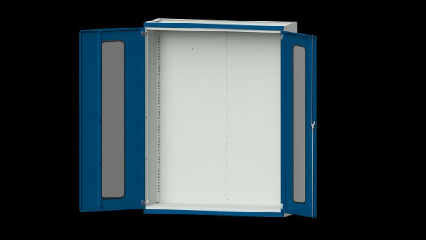 ANKE Werkbänke Schwerlastschrank, Modell 300, 1485 x 500 x 1950 mm, Sichtausschnitt aus Plexiglas, RAL 7035/5010, 620.270