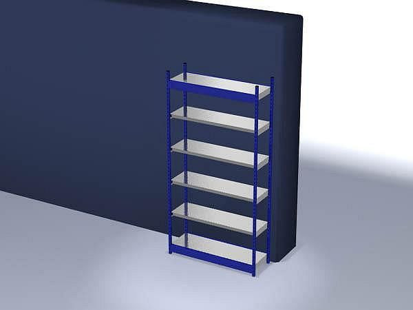 hofe Fachboden-Grundregal, 2500x400x1300 mm, 6 Fachebenen, verzinkt / RAL 5010, 200 kg Fachlast, 1800 kg Feldlast, einseitige Bedienung, RFG254013ME