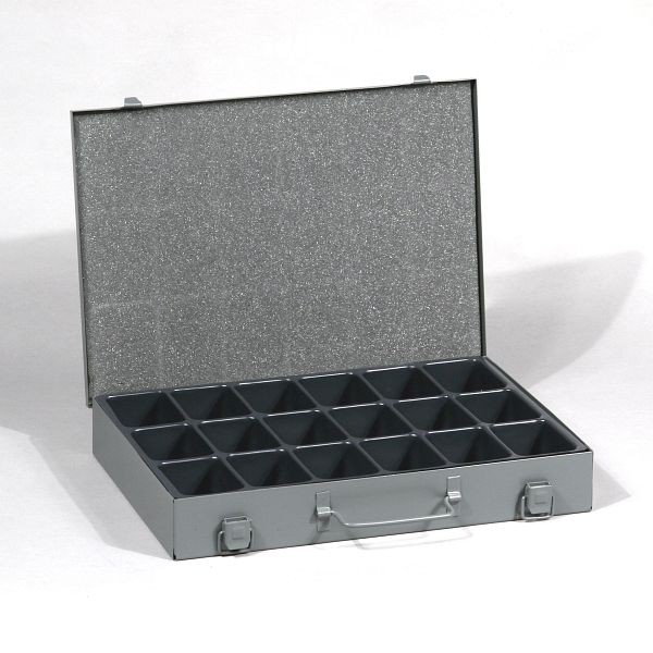 Allit EuroPlus Metall Kleinteilekoffer 34/18, Farbe: grau, Gewicht: 1,225 Gramm, VE: 10 Stück, 454118