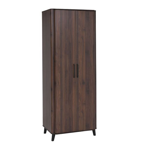 Mendler Hochschrank HWC-P42, Garderoben-/Kleiderschrank Kleideraufbewahrung Schrank 2 Türen 216x80x57cm, Walnuss-Optik, 139761+139762+139763