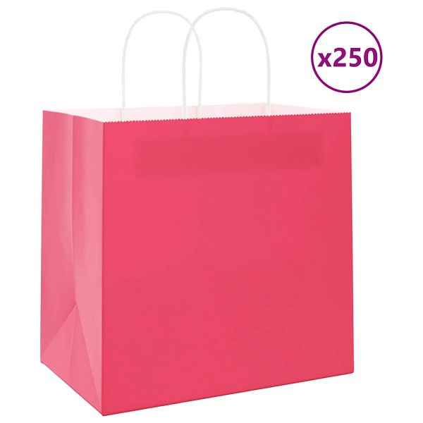 vidaXL Papiertragetaschen 250 Stk. mit Henkeln Rosa 54x15x49 cm, 4101682