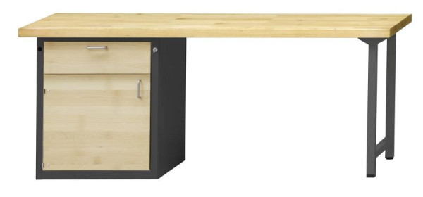 ANKE Werkbänke Kombiwerkbank, Modell 821 VH, 2000 x 700 x 900 mm, RAL 7016/Buche, BMP 50 mm, 420.103