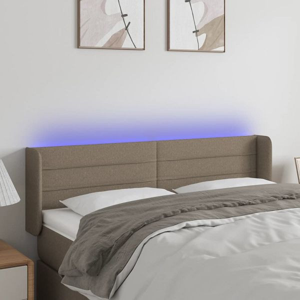 vidaXL LED Kopfteil Taupe 147x16x78/88 cm Stoff, 3123378