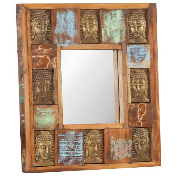 vidaXL Spiegel mit Buddha-Verzierung 50x50 cm Recyceltes Massivholz, 321813