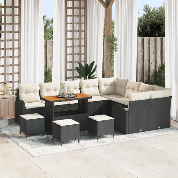 vidaXL Garten-Sofa-Set 13 pcs Schwarz und Creme 110 x 55 x 71 cm, 3364390