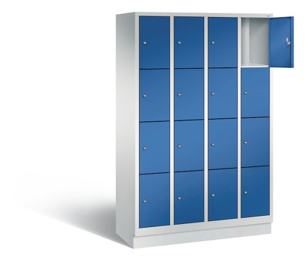 C+P Schließfachschrank Evolo, H1800xB1190xT500mm, Farbe: Lichtgrau / Enzianblau, 48020-404 S10000