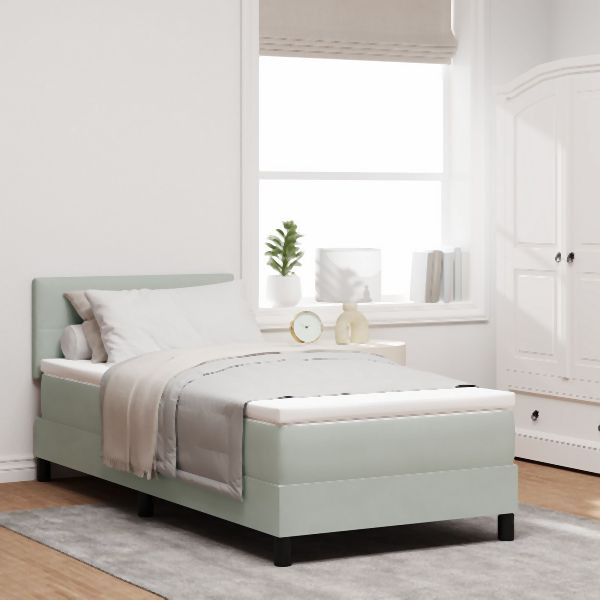 vidaXL Boxspringbett mit Matratze Hellgrau Einzel Samt, 3339140