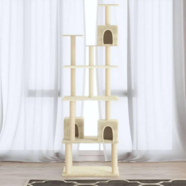 vidaXL Kratzbaum mit Sisal-Kratzsäulen Creme 188 cm, 171488