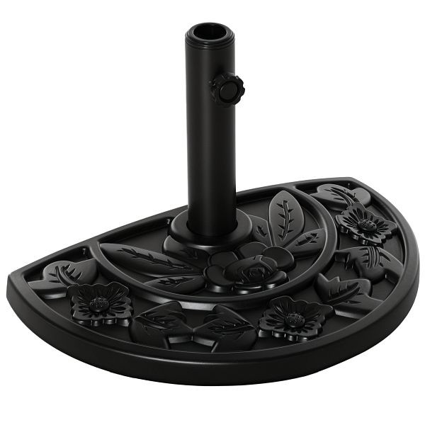 Outsunny Sonnenschirmständer, halbrund, 9 kg, Blumendesign, HDPE/Zement, für Schirmmasten Ø35/38/48 mm, 84D-043