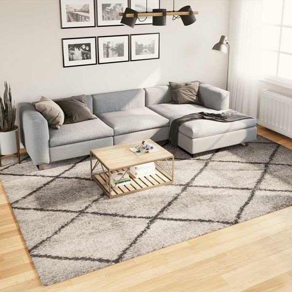 vidaXL Shaggy-Teppich Hochflor Modern Beige Anthrazit 240x340 cm, 375395