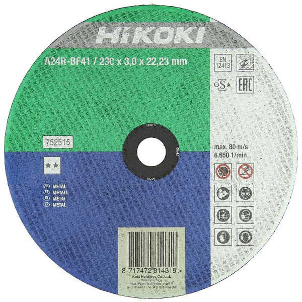 HiKOKI Trennscheibe 115x2,5x22,23 mm, Stahl, gerade, F41, 752511