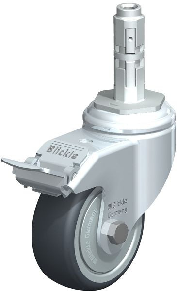 Blickle LKRA-TPA 80K-11-FI-FK-E12 Apparate-Lenkrolle mit Expander & Feststeller, Thermoplastisches Gummi-Elastomer, Grau, 738008