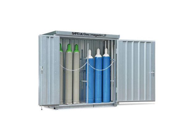 SÄBU SAFE Gasmagazin 224 LIF, verzinkt, montiert, mit Gitterrostboden, 2.100 x 1.140 x 2.250 mm, F11765