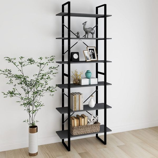 vidaXL Standregal Hoch Grau 80x30x210 cm Massivholz Kiefer, 806544