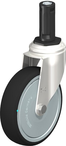 Blickle LKRXA-PATH 126KD-11-FK-EXR13 Edelstahl-Apparate-Lenkrolle mit Expander, Thermoplastisches Polyurethan, Grau, 853498