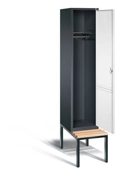 C+P Garderobenschrank Evolo, H2090xB420xT815mm, Farbe: Schwarzgrau / Verkehrsweiß, 48050-12 S10078