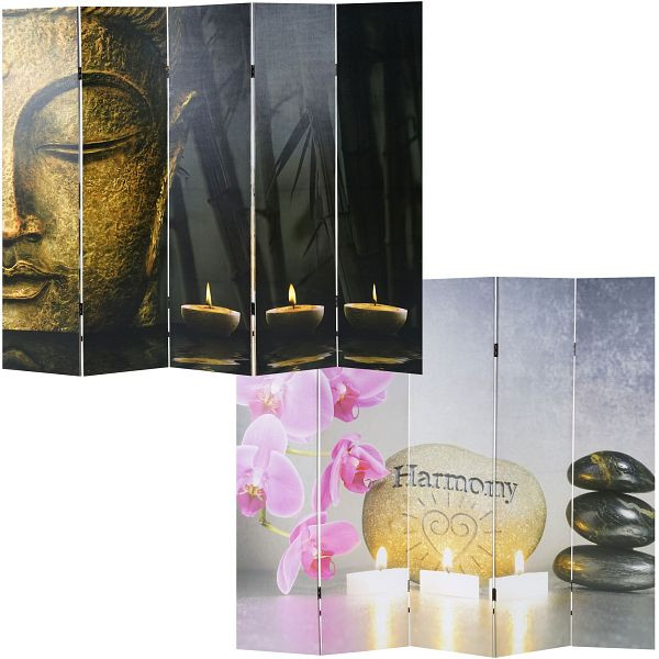 Mendler Foto-Paravent Buddha, Paravent Raumteiler Trennwand, 180x160 cm, 36772