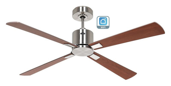 CasaFan Deckenventilator Eco Concept 132 Chrom gebürstet-Massivholz Nussbaum gebeizt/Kirsche WiFi, 921361W