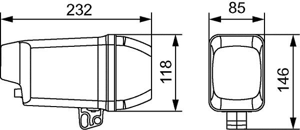 HELLA LED-Arbeitsscheinwerfer, Projection Module, 48/12/24V, 2500lm, Anbau, Montagebügel, Spotausleuchtung, 2000mm, offene Kabelenden, 2XA 996 200-101