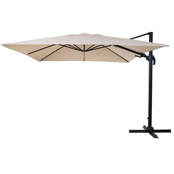 Mendler Gastronomie-Ampelschirm HWC-A96, 3x3m (Ø4,24m) schwenkbar, Polyester Alu/Stahl 23kg, creme ohne Ständer, drehbar, 153394+122472