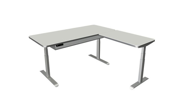 Kerkmann Steh-/Sitztisch Move 4 Premium, B 1800 x T 800 mm, mit Anbauelement 1000 x 600 mm, elektrisch höhenverstellbar von 620-1270mm, lichtgrau, 10321111