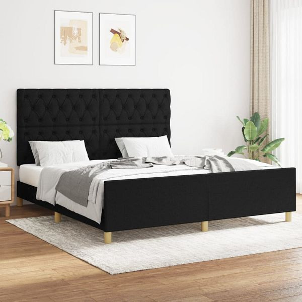 vidaXL Bettgestell mit Kopfteil Schwarz 160x200 cm Stoff, 3125310