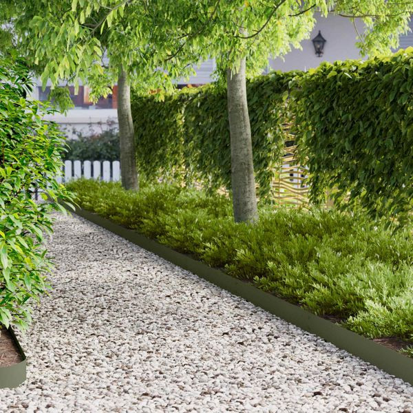 vidaXL Raseneinfassung 30-teilig 103 x 15 cm Metall Olivgrün, 8008252
