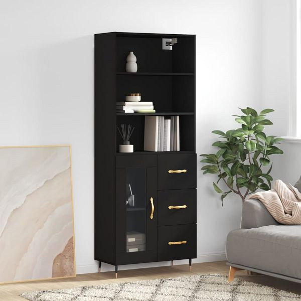 vidaXL Highboard Schwarz 69,5x34x180 cm Holzwerkstoff, 3189486