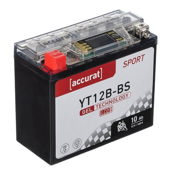 Accurat Sport GEL LCD YT12B-BS Motorradbatterie 10Ah 12V 160A YT12B-4, MBG-LCD-YT12B
