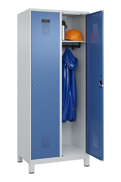 C+P Spind Evolo PLUS, mit Füßen, 2 Abteile, 1950x800x500mm, 7035/5023, Verschluss Zylinderschloss, Ablageböden 2, 049010-22 S10035