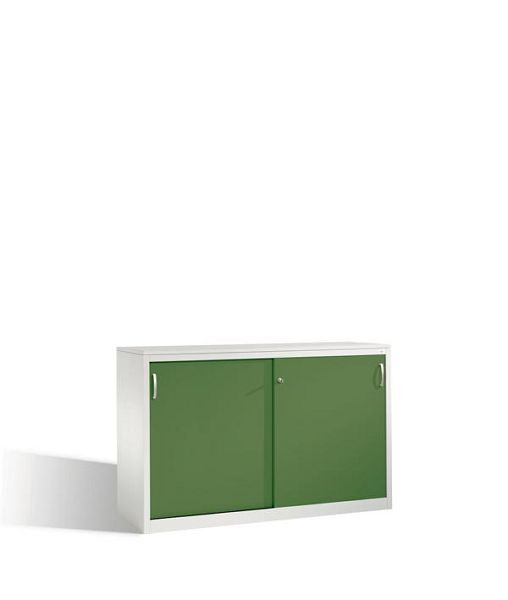 C+P Sideboard mit Schiebetüren Acurado, H1000xB1600xT500mm, Farbe: Lichtgrau / Resedagrün, Bügelgriff, 2156-00 S10051