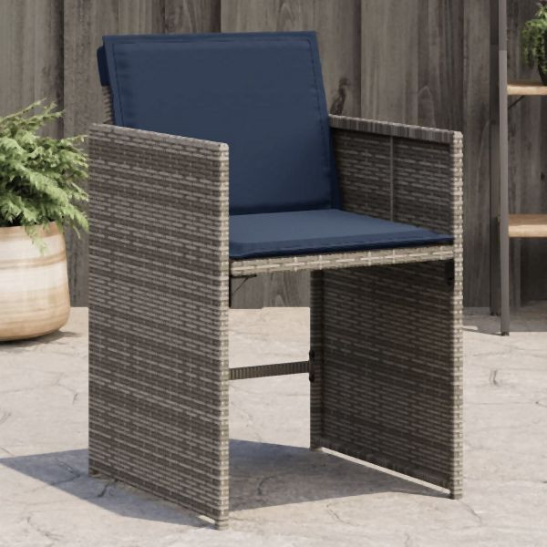 vidaXL Gartenstühle mit Kissen 4 Stk. Grau Poly Rattan, 4007462