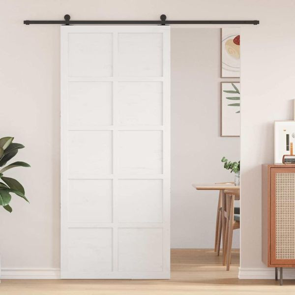 vidaXL Scheunentür Weiß 100 x 210 cm Massivholz Kiefer, 870414