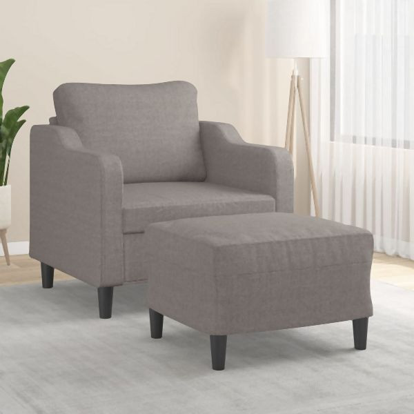 vidaXL Sessel mit Hocker Taupe 60 cm Stoff, Platz zum Plaudern, 3201134