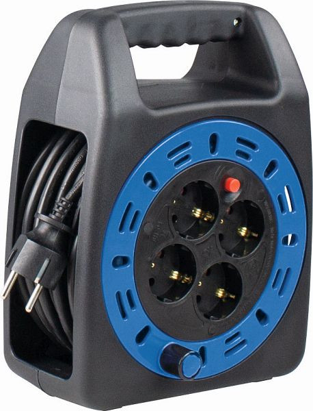 as-Schwabe Kompakttrommel KBS 204T blau 10 m Kunststoffmantelleitung, H05VV-F 3G1,5 mit Schutzkontaktstecker, 16410