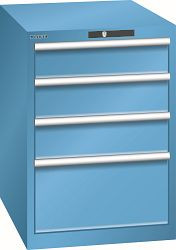 LISTA Schubladenschrank 27x36E (BxTxH) 564x725x850mm KEY Lock, Lichtblau, 4 Schubladen, Fronthöhen: 150 - 300 mm, 78.525.010