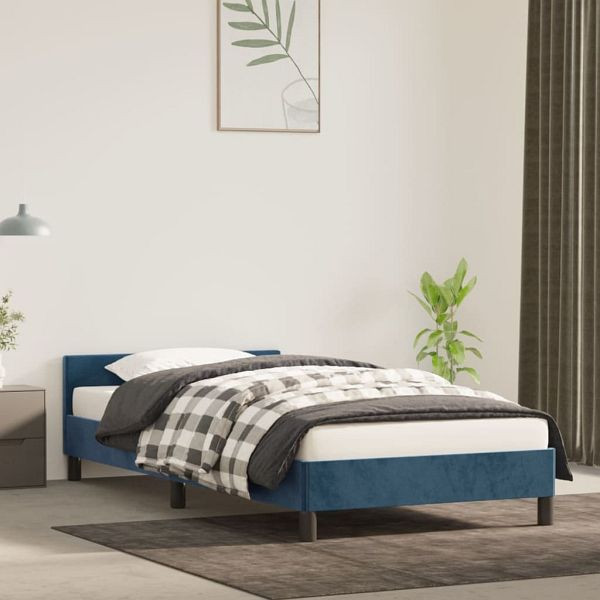vidaXL Bettgestell mit Kopfteil Dunkelblau 90x200 cm Samt, 347553