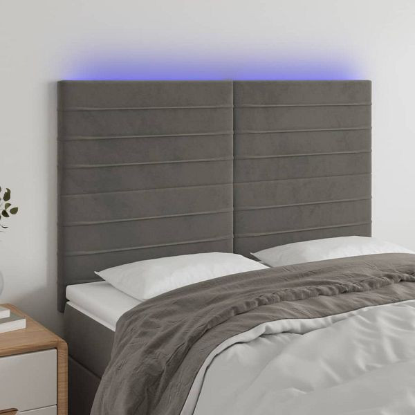 vidaXL LED Kopfteil Dunkelgrau 144x5x118/128 cm Samt, 3122613