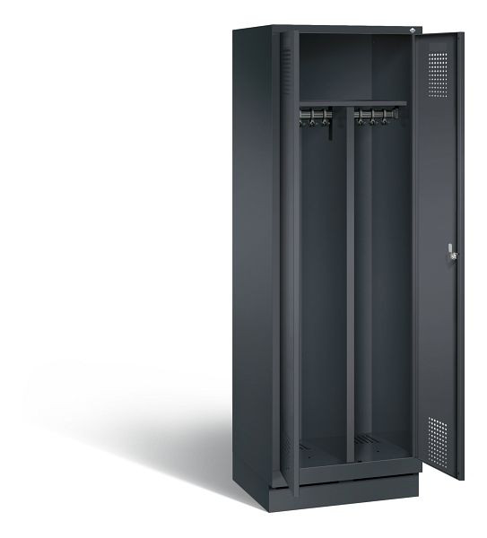 C+P Schwarz-Weiss-Spind Evolo, H1800xB610xT500mm, Farbe: Schwarzgrau, 48022-20 S10034