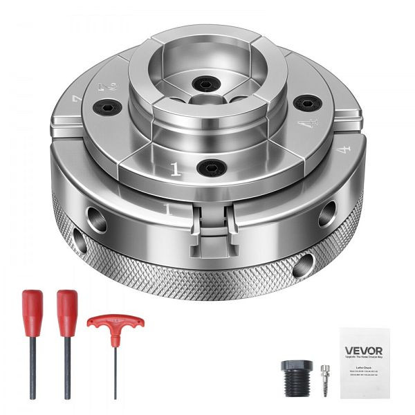 VEVOR 4-Zoll Drechselfutter 4 Backen, 1 Zoll x 8 TPI Gewinde, Adapter, Hochfester Stahl, für Holzbearbeitung, MGCCKPDJ4GKZGB730001V0