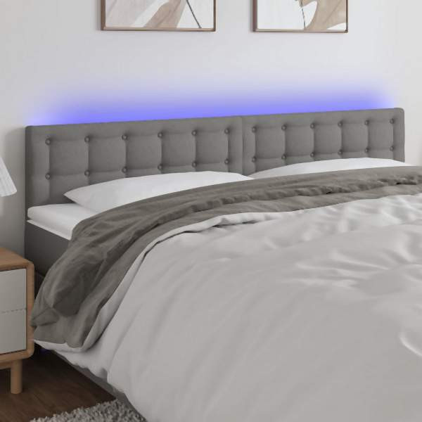 vidaXL LED Kopfteil Dunkelgrau 200x5x78/88 cm Stoff, 3122069
