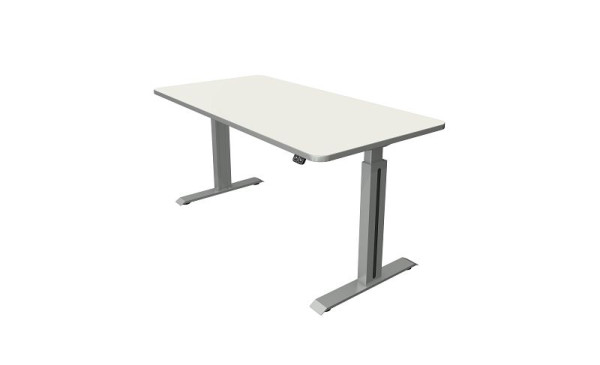Kerkmann Steh-/Sitztisch B 1600 x T 800 mm, silber, elektrisch höhenverstellbar von 740 - 1230 mm, Weiß/silber, 10175810