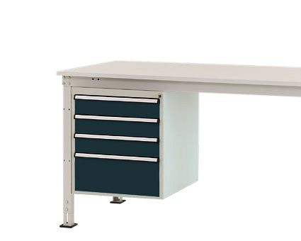 Manuflex Gehäuse-Unterbau Stationär, Nutzhöhe 500 mm mit 4 Schubfächer, für Tischtiefe 1200 mm, Anthrazit, ZB4814.7016