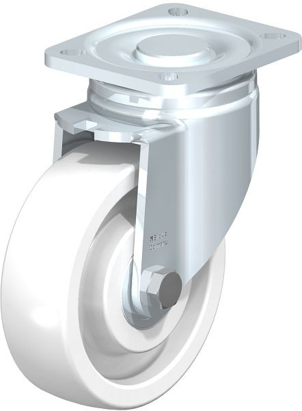 Blickle LH-SPO 125K-1 Stahlblech-Lenkrolle, Schwerlast-Ausführung, mit Anschraubplatte, Polyamid, Weiß, 235366