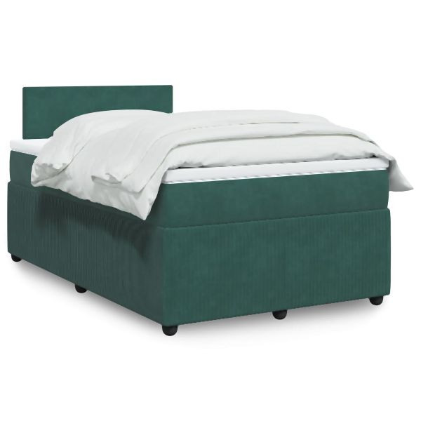 vidaXL Boxspringbett mit Matratze Dunkelgrün 120x200 cm Samt, 3290007