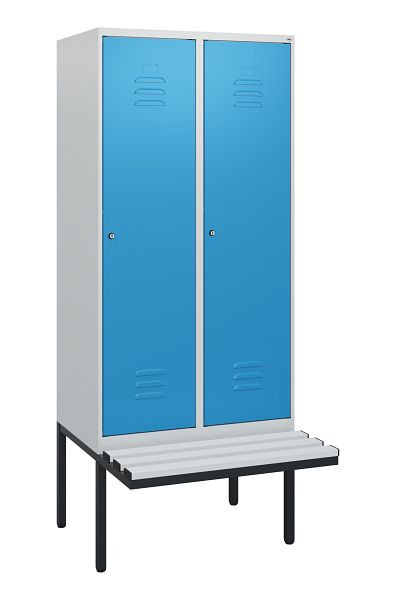 C+P Umkleidespind Classic PLUS, 2 Abteile, 1950x800x815mm, 7035/5012, Zylinderschlösser, 0800405-22 S10049