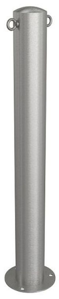 Schake Sperrpfosten aus Edelstahl Typ 40103P, Ø 102mm, ortsfest zum Aufdübeln, geschliffen, mit 2 Ösen, 40103P+2