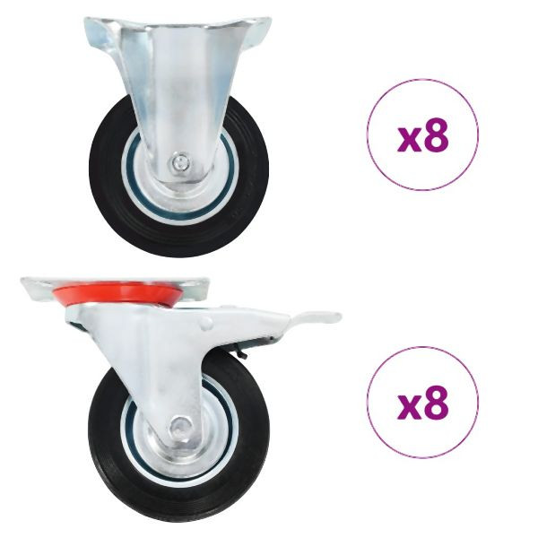 vidaXL 16 Stk. Rollen 100 mm, für kleine Vorrichtungen, 278043
