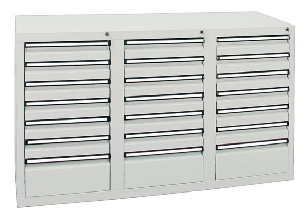 stumpf Schubladenschrank Serie STS 410, RAL 7035/7035, 21 Schubladen (18x100, 3x200 mm), 7103207